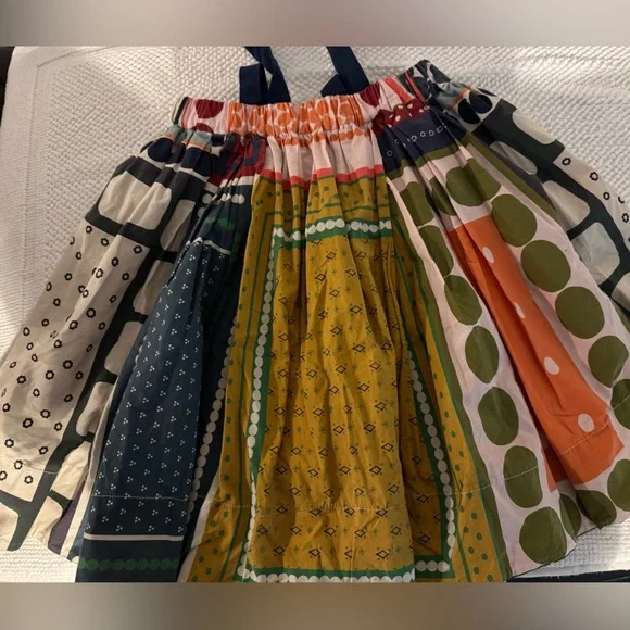 TIA CIBANI Girls Patchwork Boho Skirt w/ Straps Size 7/8 Designer - Picture 3 of 7